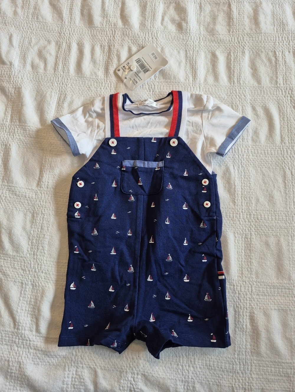 Mayoral boys 6-9 months 2 piece shorts overall & short sleeve shirt Outfit NWT